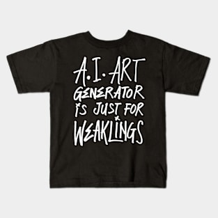 AI Art Just For Weaklings - Dark Kids T-Shirt